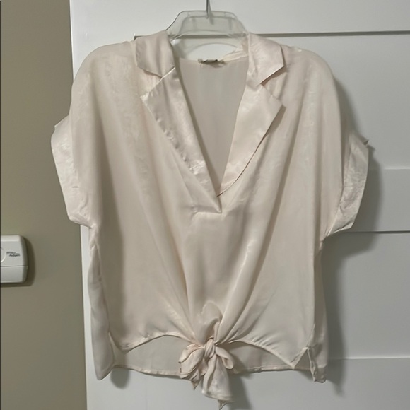 Umgee Embroidered Tie Front Peplum Blouse